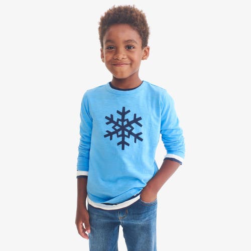 Primary Kids Long Sleeve Snowflake Tee In Blue