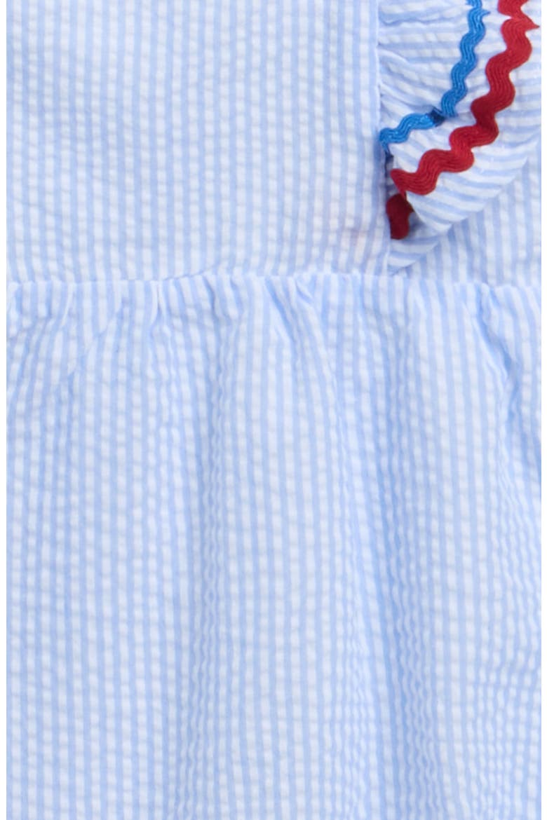 Stripe Cotton Seersucker Romper, Alternate, color, BLUE