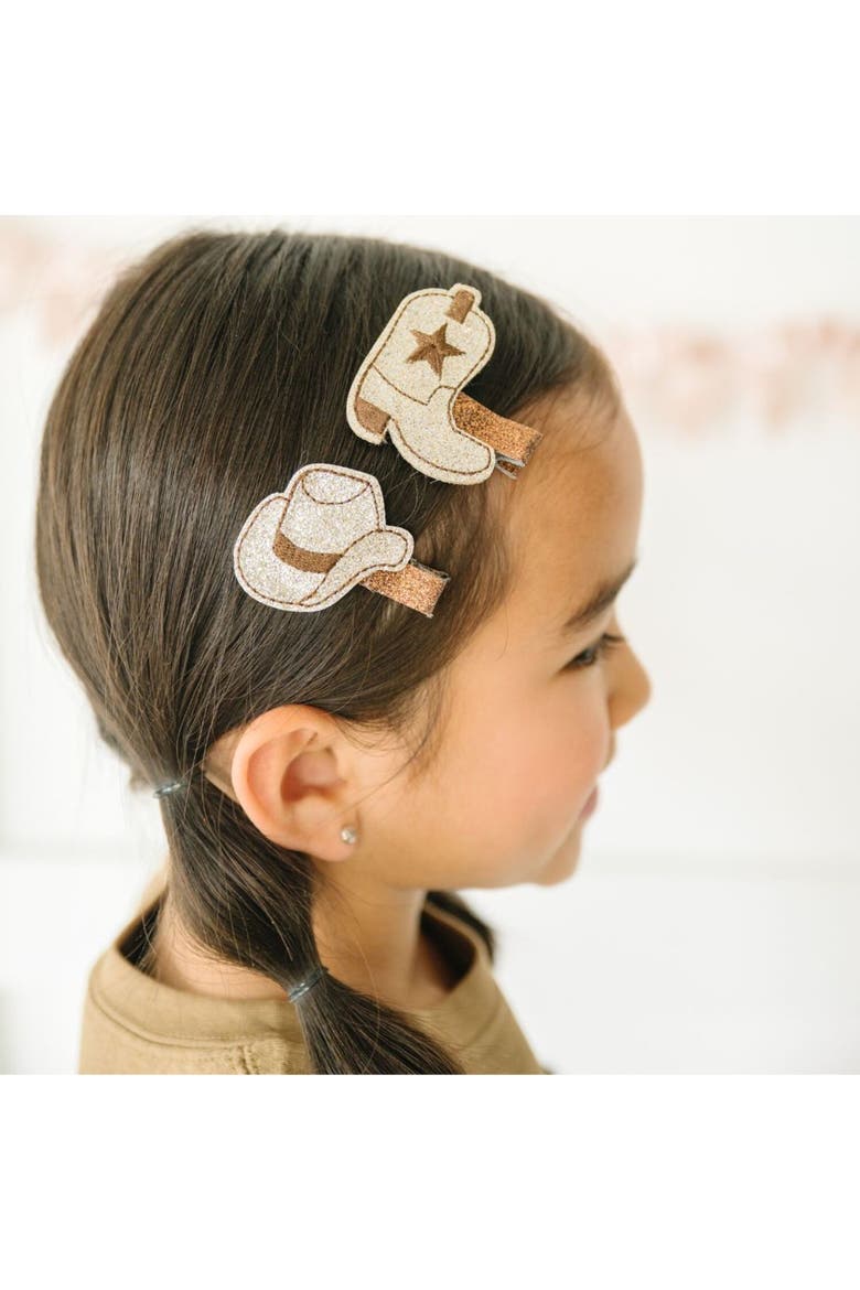 Cowgirl Cutie Clip Set, Alternate, color, Brown Multicolor