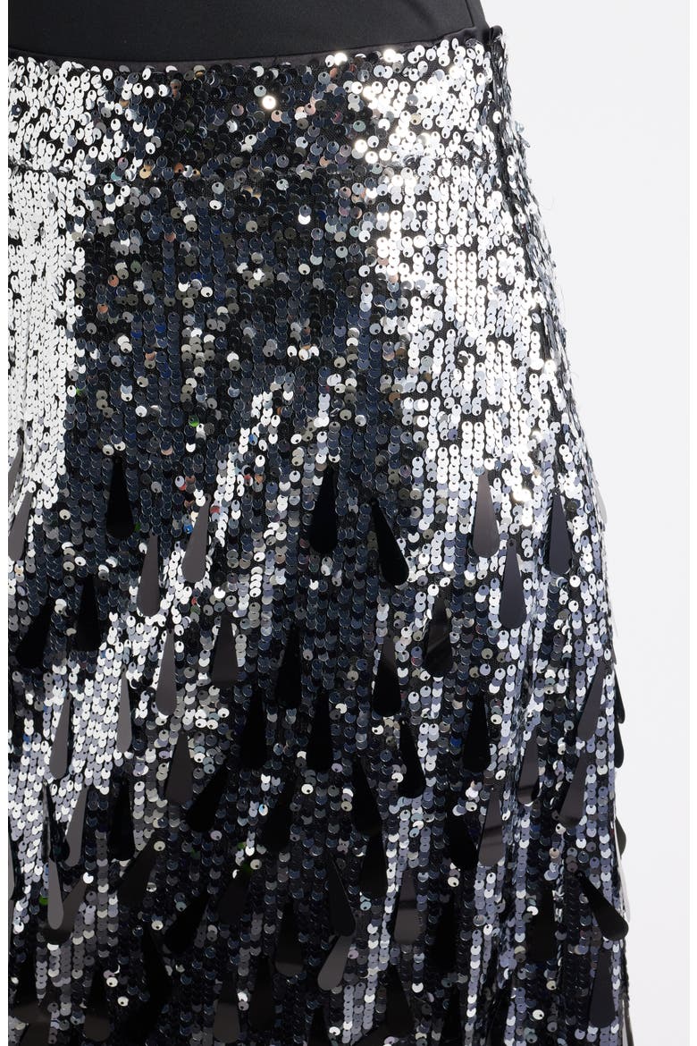The Beatrice Sequin Midi Skirt, Alternate, color, SILVER/ NOIR OMBRE