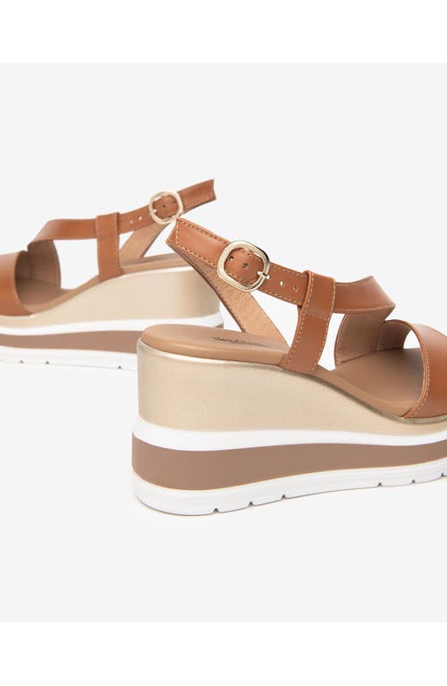 Nerogiardini Leather Wedge Slingback Sandals In Brown