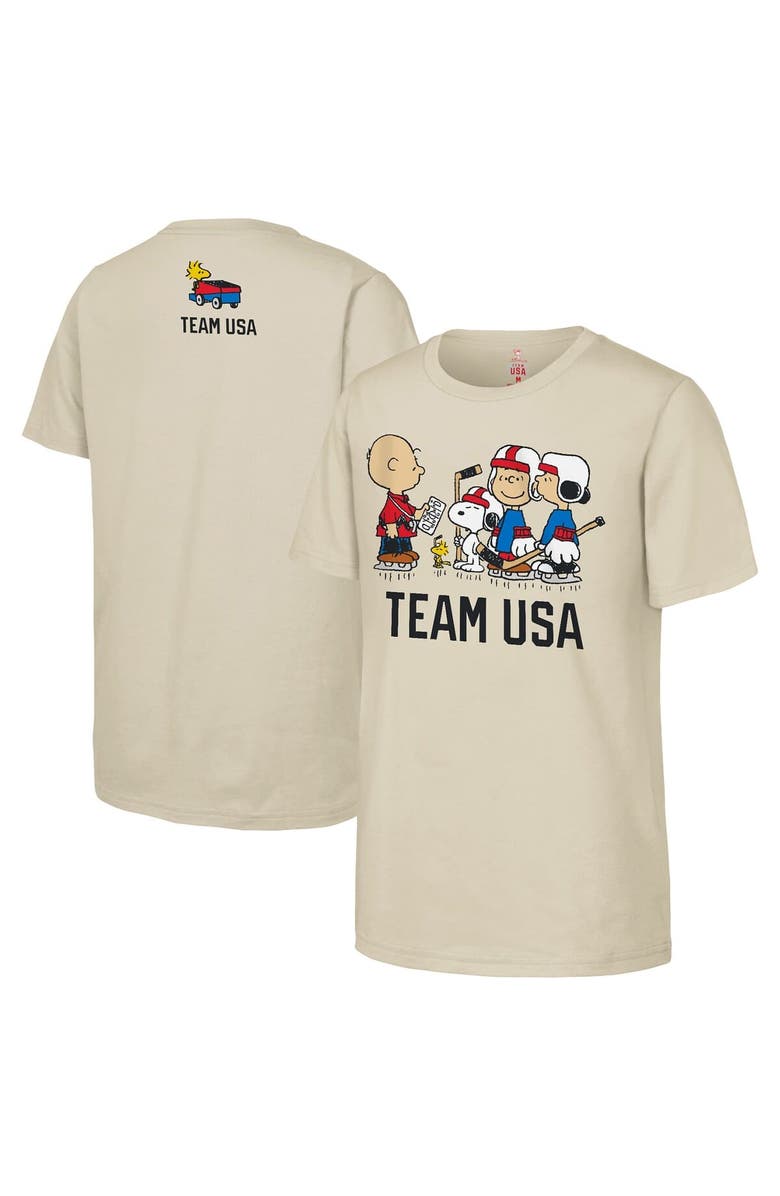 Outerstuff Youth Outerstuff  Cream Team USA x Peanuts Team Hustle T-Shirt, Main, color, Cream