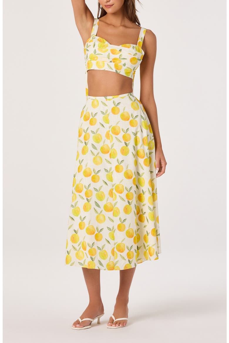 Myria Lemon Print Midi Skirt, Alternate, color, LEMON PRINT