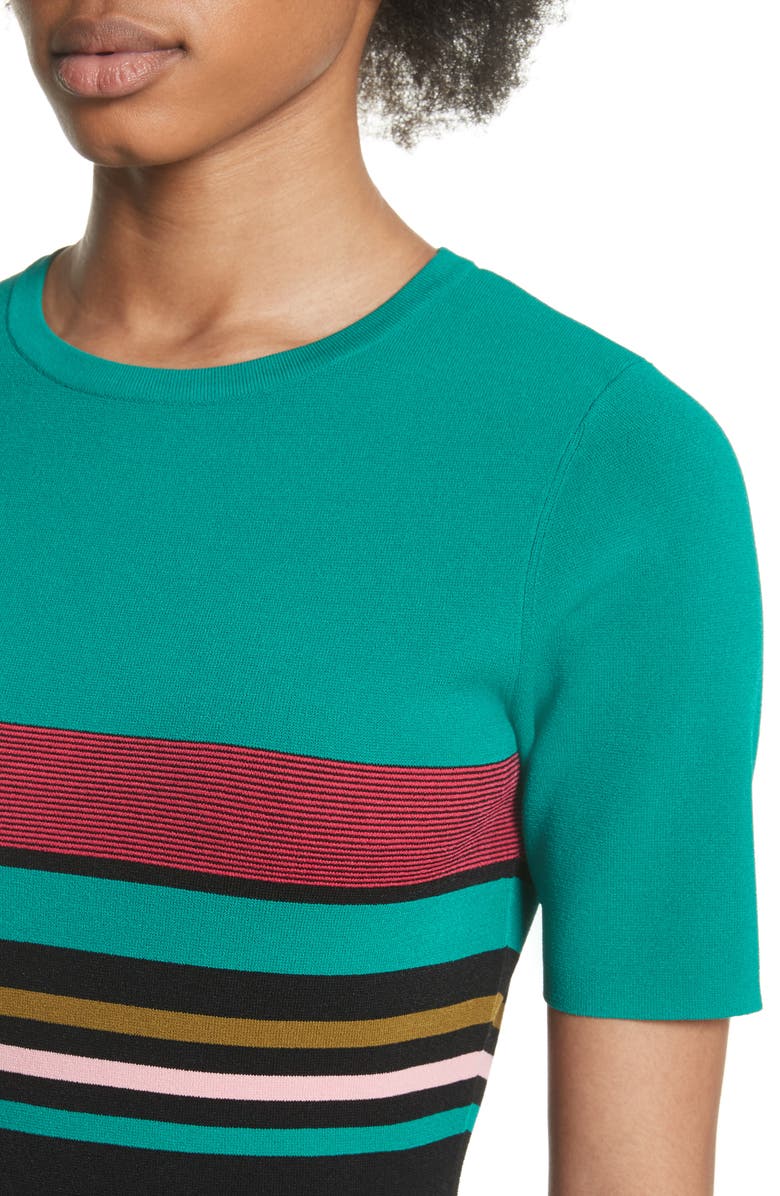 DVF Diane von Furstenberg Stripe Short Sleeve Sweater Dress, Alternate, color,
