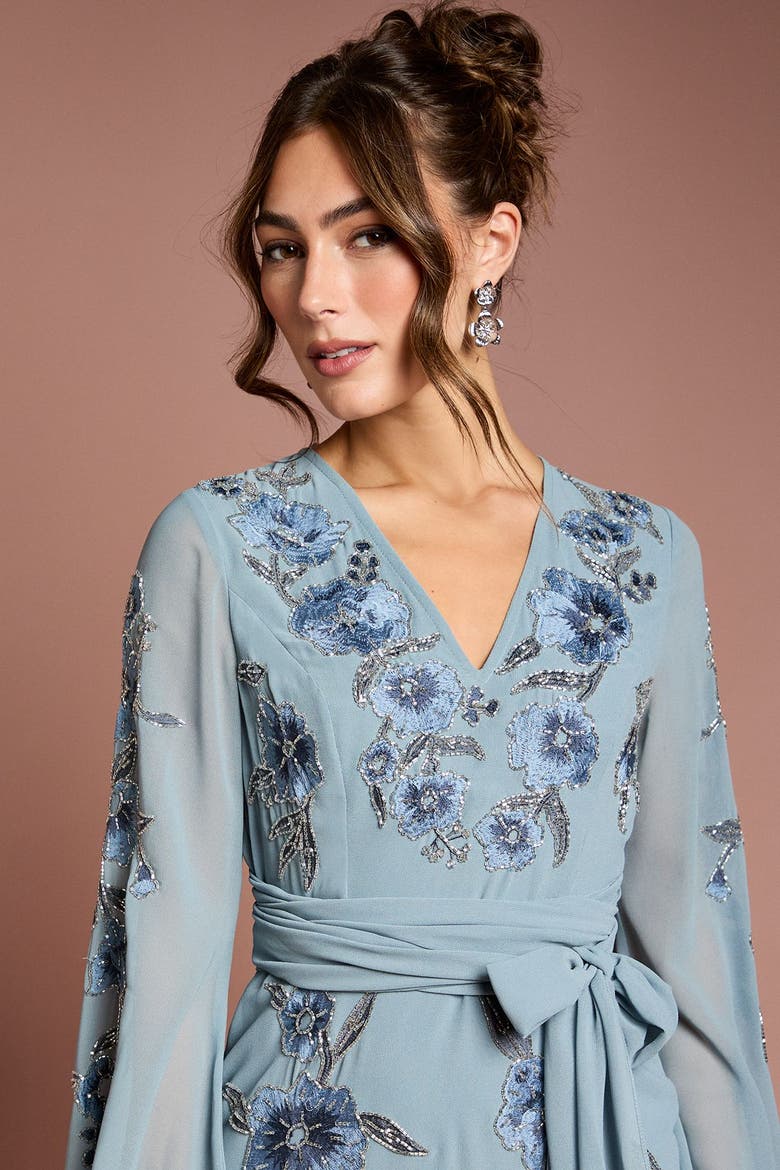 Embellished High Low Maxi Dress, Alternate, color, Dusty Blue