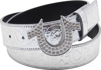 True Religion Men's Argent Sage Horseshoe Buckle Belt - Gray - Belts True Religion Men's Argent Sage Horseshoe Buckle Belt - Gray - Belts