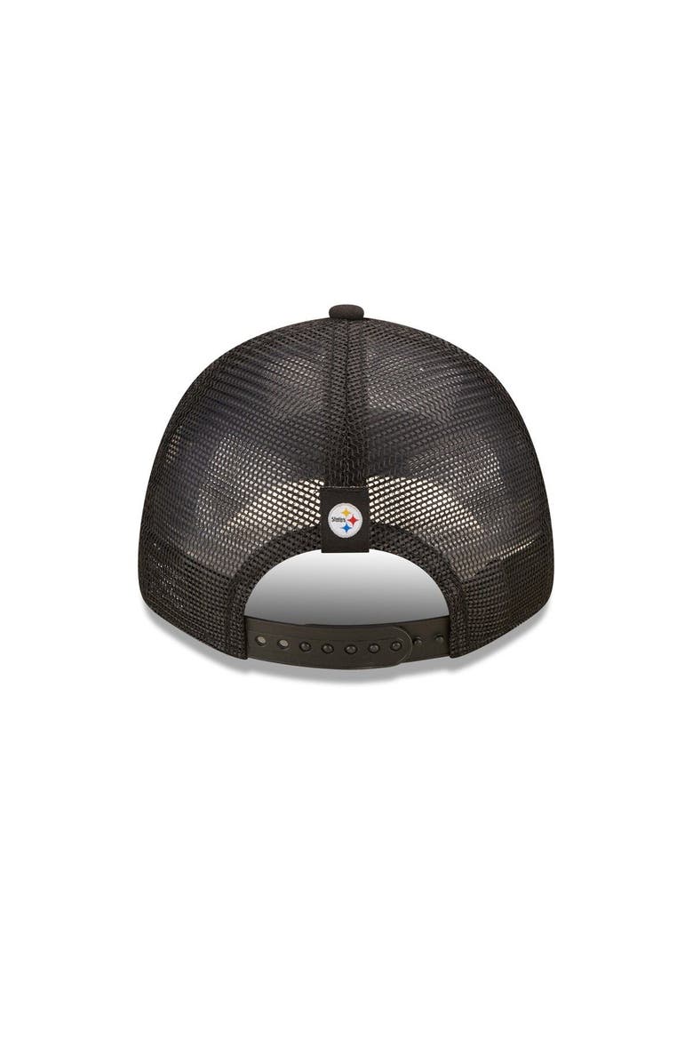 Women's New Era   Black Pittsburgh Steelers Team Trucker 9FORTY Snapback Hat, Alternate, color, Black