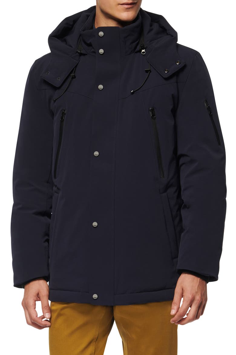 Torbeck Water Resistant Hooded Down Jacket, Main, color, MIDNIGHT