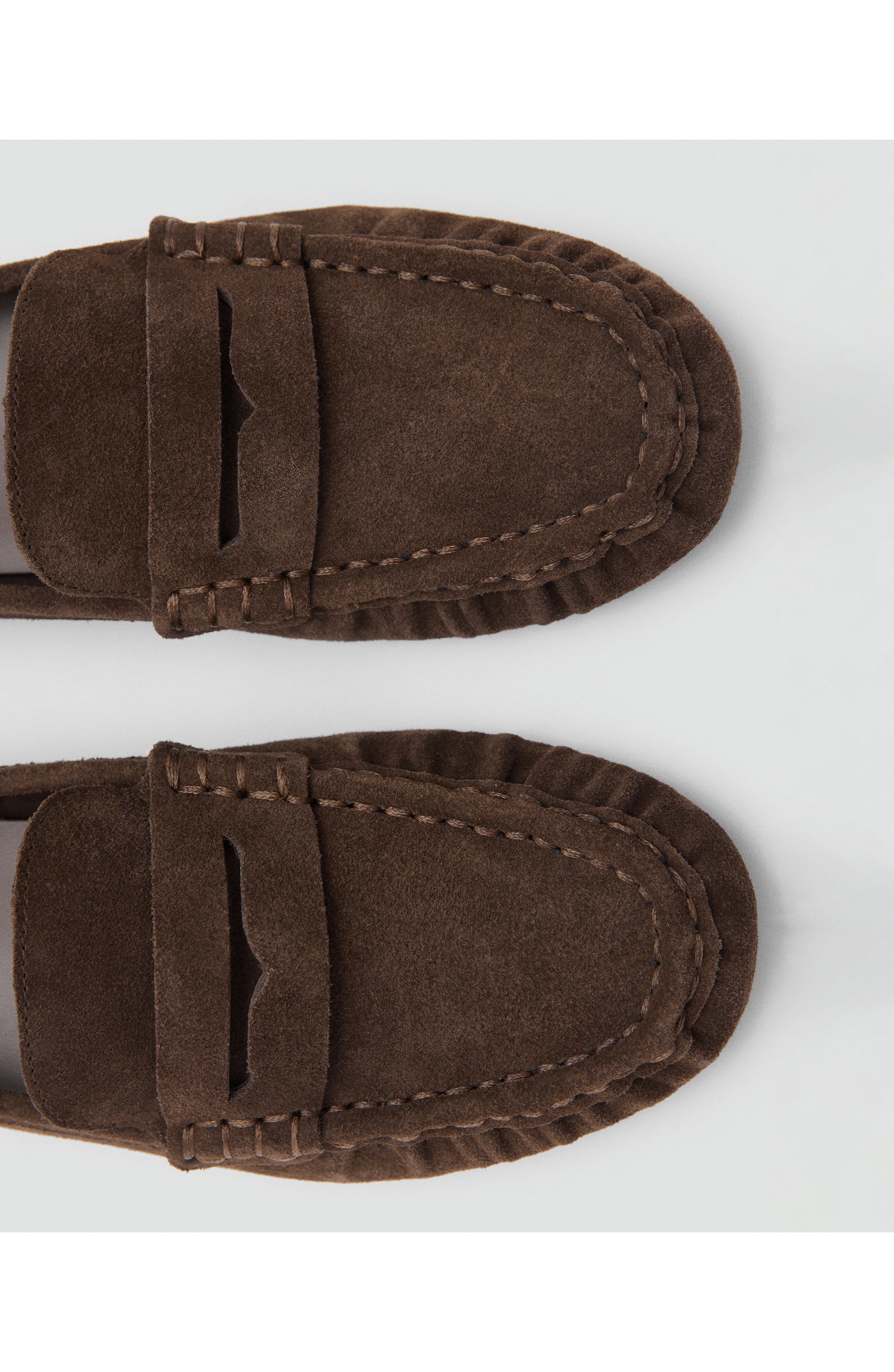 MANGO Suede Penny Loafer, Alternate, color, Chocolate