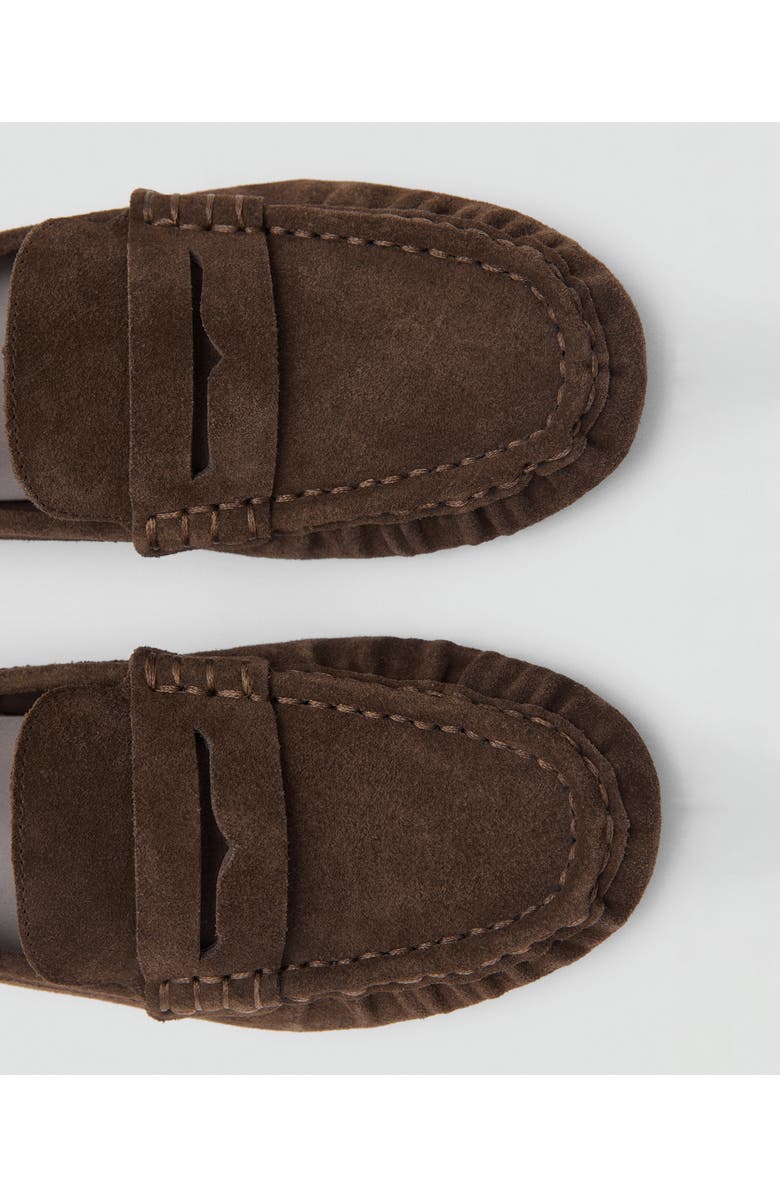 MANGO Suede Penny Loafer, Alternate, color, Chocolate