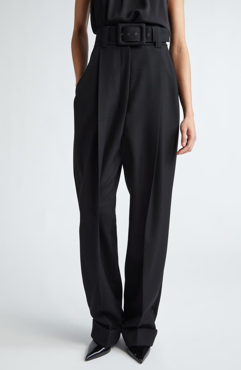 Max Mara Street Pleated Cotton Twill Tapered Pants, Main, color, 