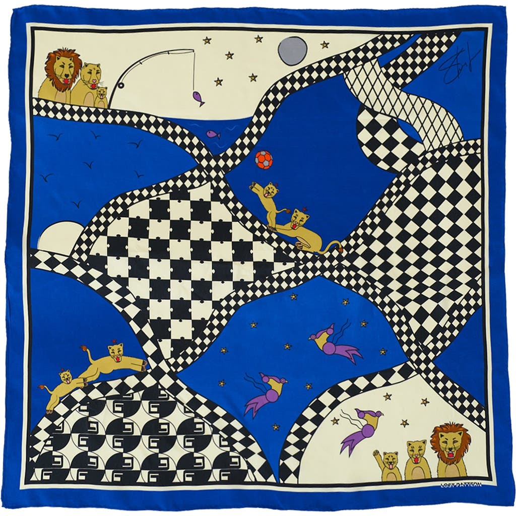 Lost Pattern Nyc "journey" Silk Scarf By Shantall Lacayo In Blue