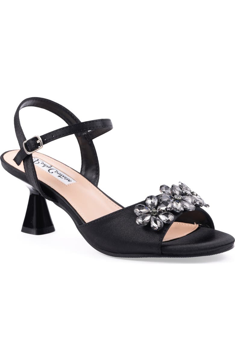 LADY COUTURE Liz Floral Crystal Sandal, Main, color, Black