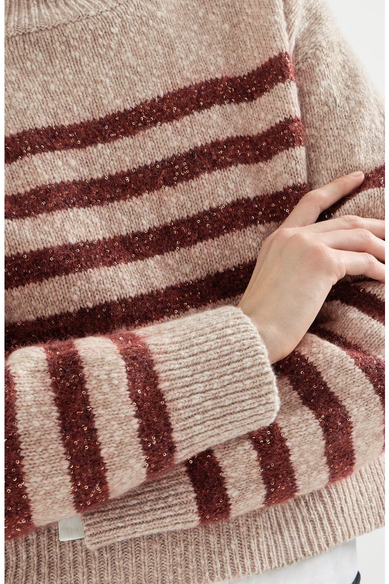Soft virgin wool and cashmere turtleneck sweater with dazzling stripes, Alternate, color, Multicoloured