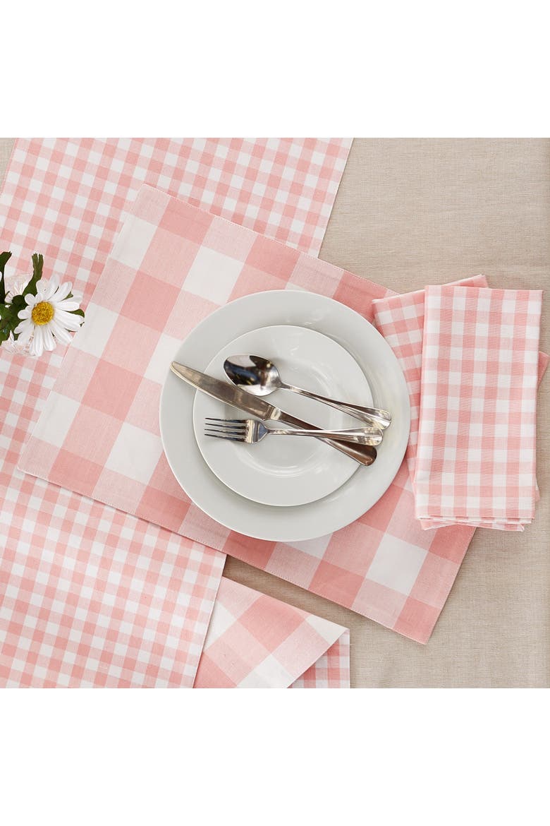 Gingham Cotton Napkin Set/4, Alternate, color, Pink/White