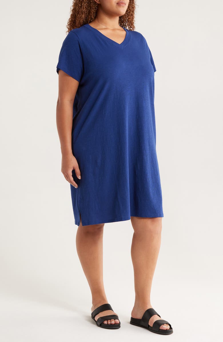 Eileen Fisher V-Neck Organic Cotton T-Shirt Dress, Alternate, color, Deep Dive