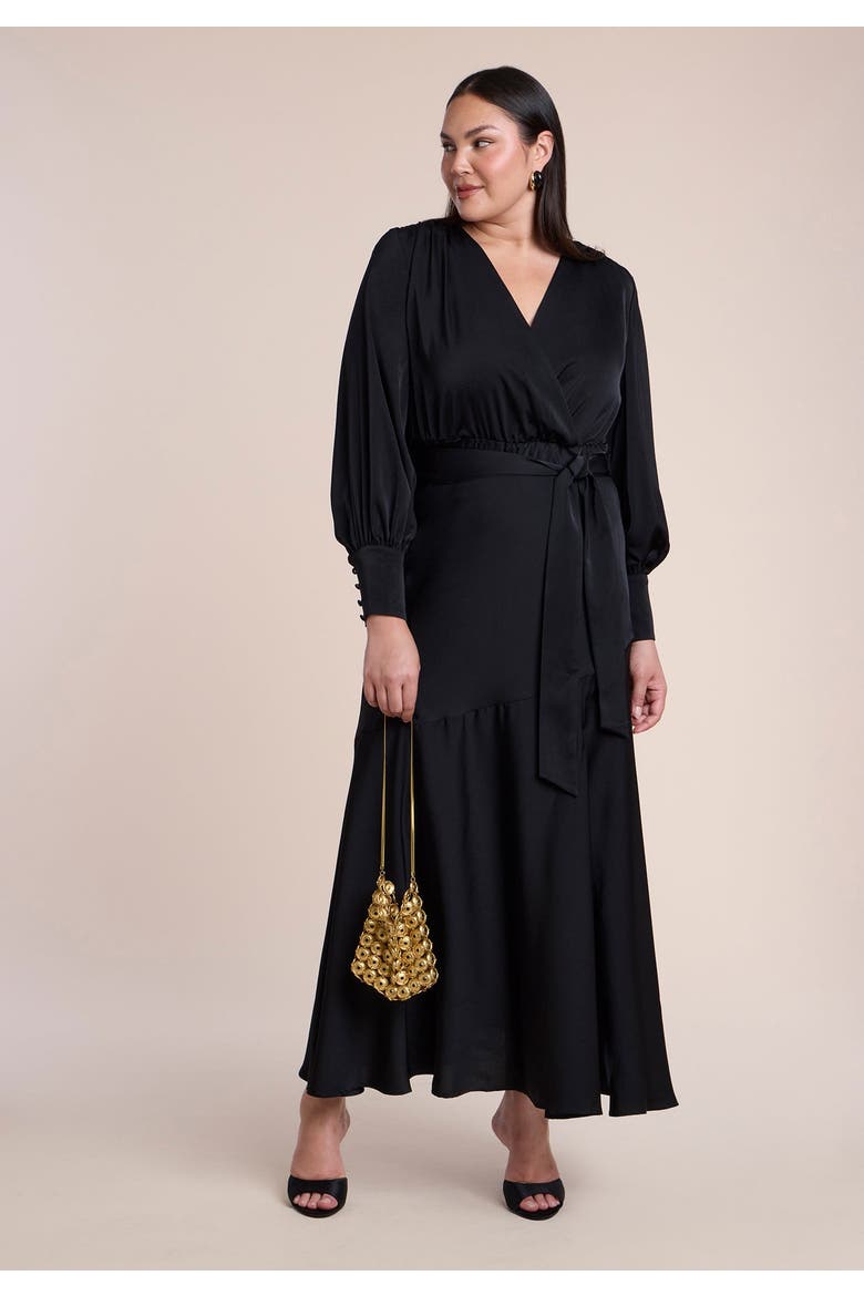 Satin Maxi Dress, Alternate, color, BLACK ONYX
