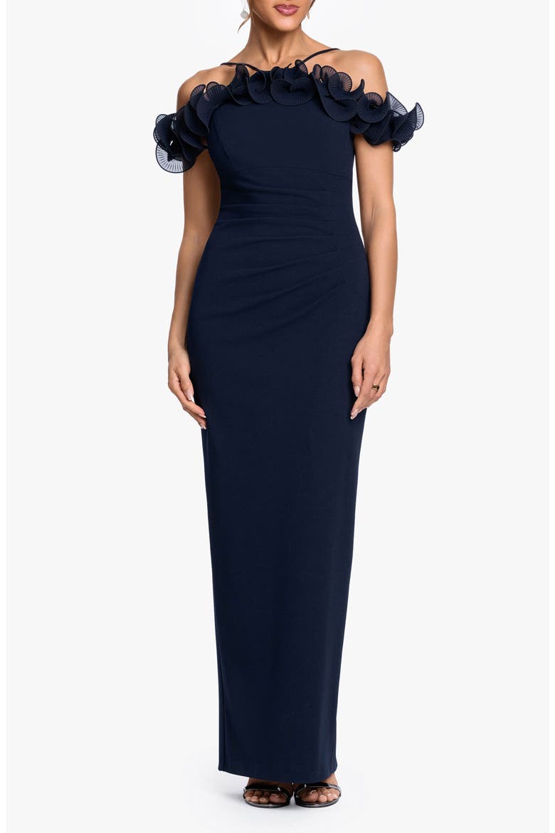 Wire Ruffle Cold Shoulder Sheath Gown video