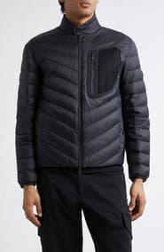 Moncler Mackinac Diagonal Quilted Down Moto Jacket