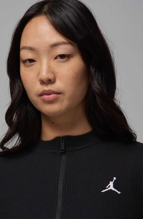 Shop Jordan Waffle Texture Long Sleeve Half Zip Top In Black/white