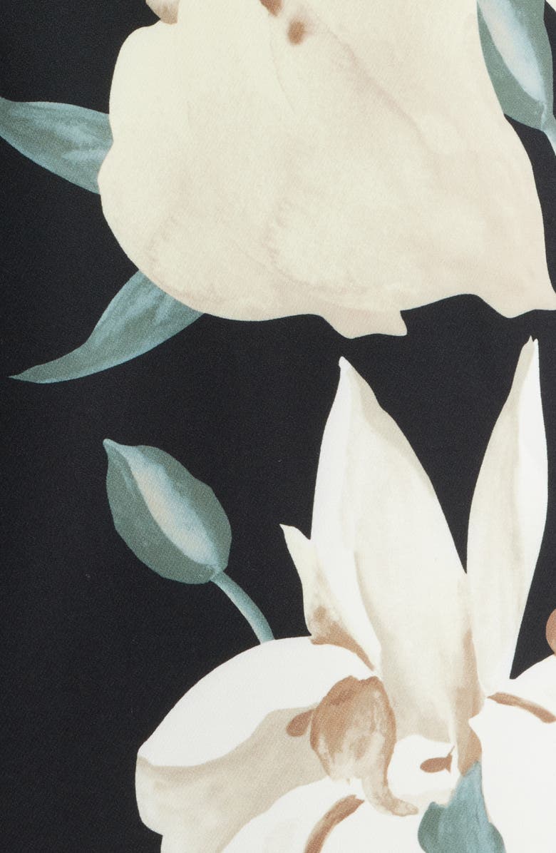 Anne Klein Floral Print Mock Neck Midi Dress, Alternate, color, Anne Black Multi