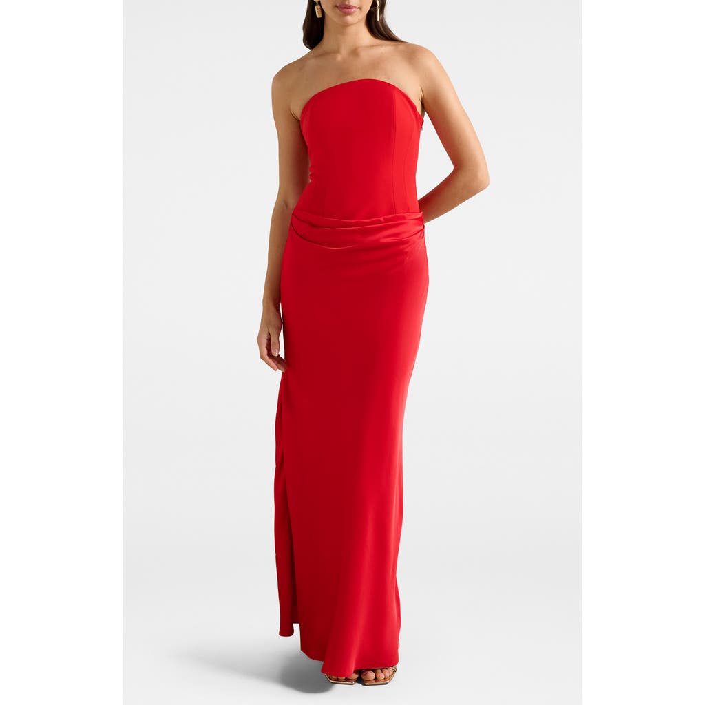 Ever New Isra Draped Waist Strapless Gown in Red  product
