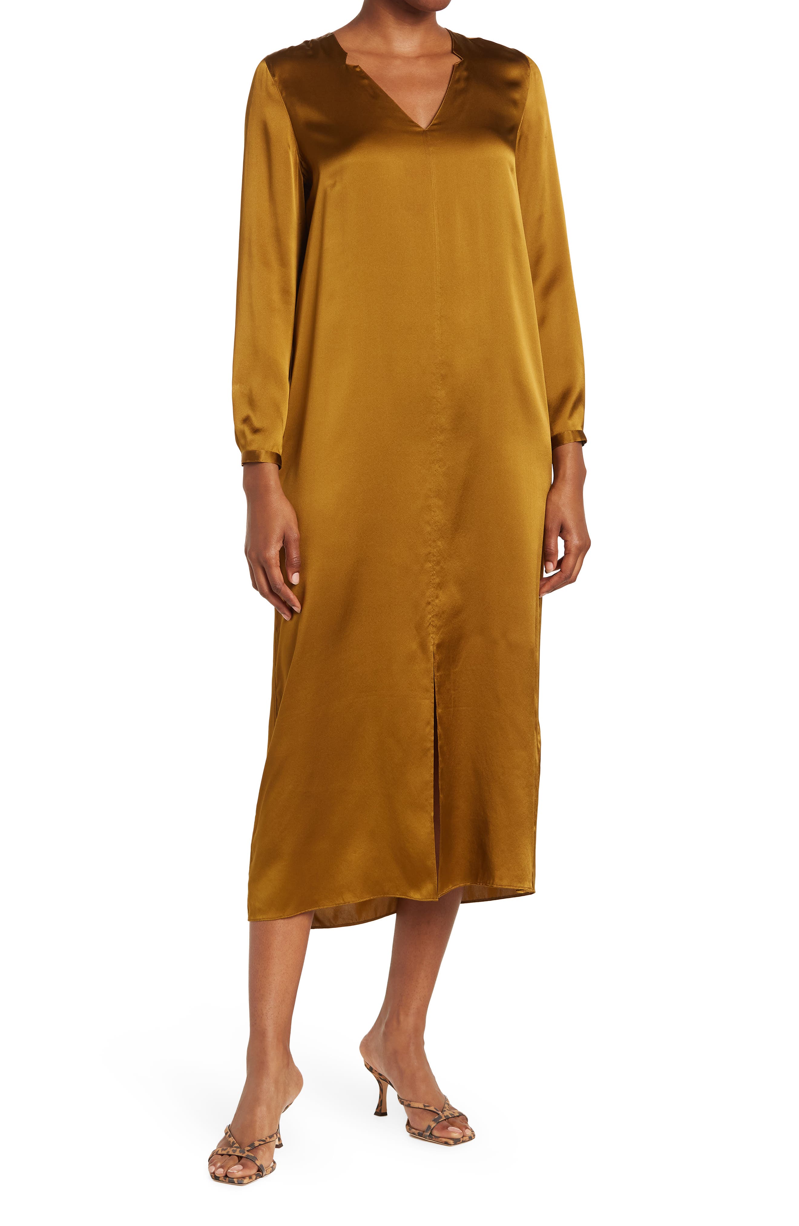 Billy Reid Split Neck Silk Maxi Dress (Women) | Nordstromrack