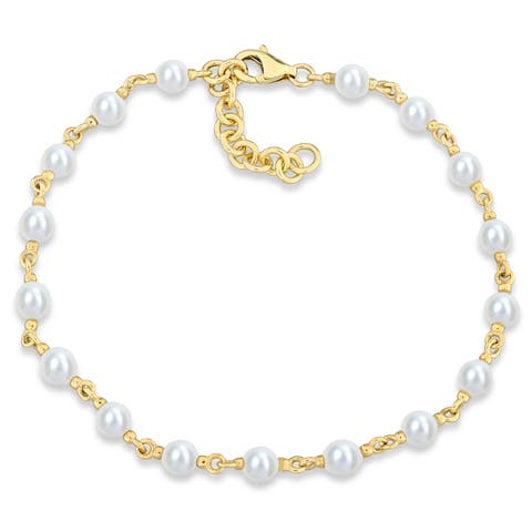 Cultured Pearl Station Bracelet 10k