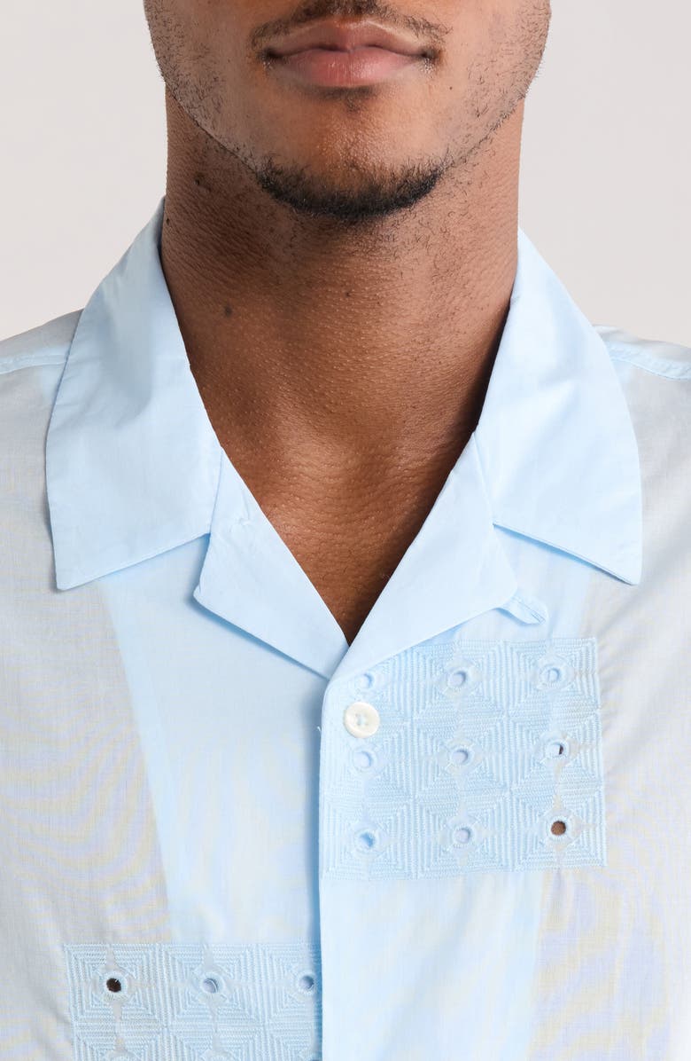 PacSun Ritz Pointelle Cotton Poplin Camp Shirt, Alternate, color, Blue