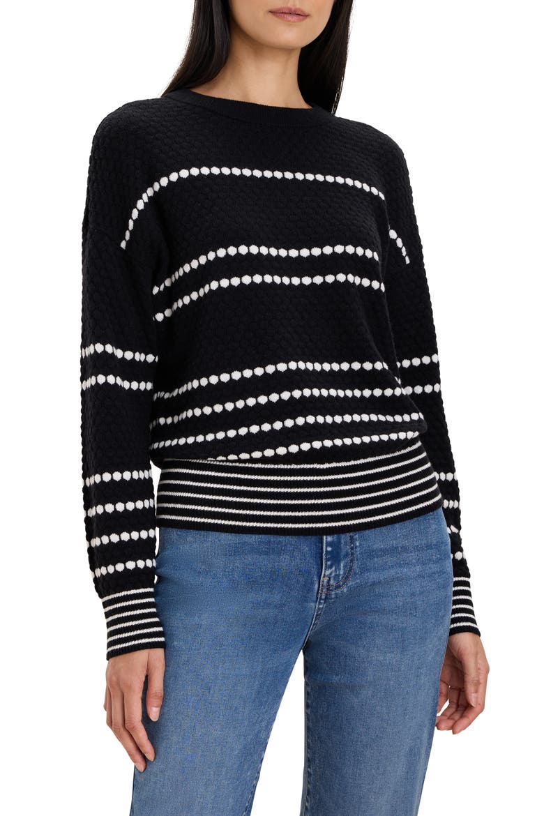Circle Around Dotted Stripe Cotton Blend Sweater, Main, color, BLACK MULTI