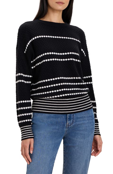 Circle Around Dotted Stripe Cotton Blend Sweater