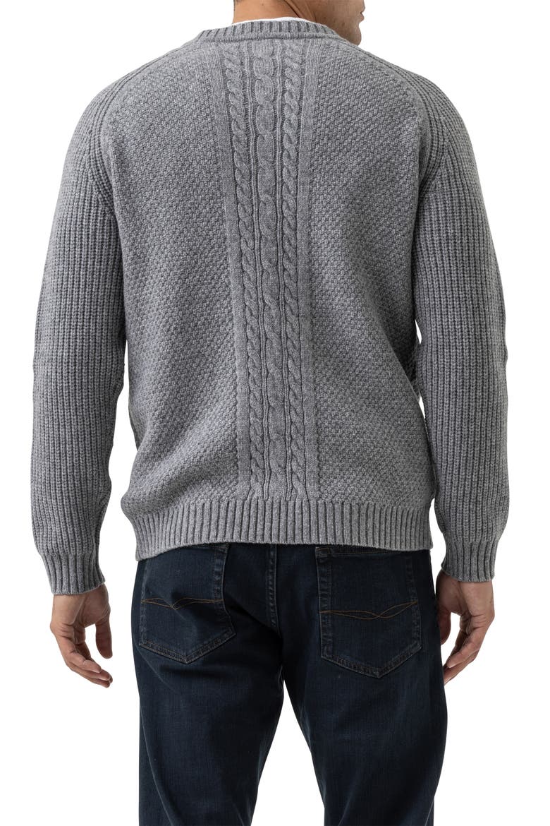 Mount Tasman Mix Stitch Wool Blend Crewneck Sweater, Alternate, color, SMOKE