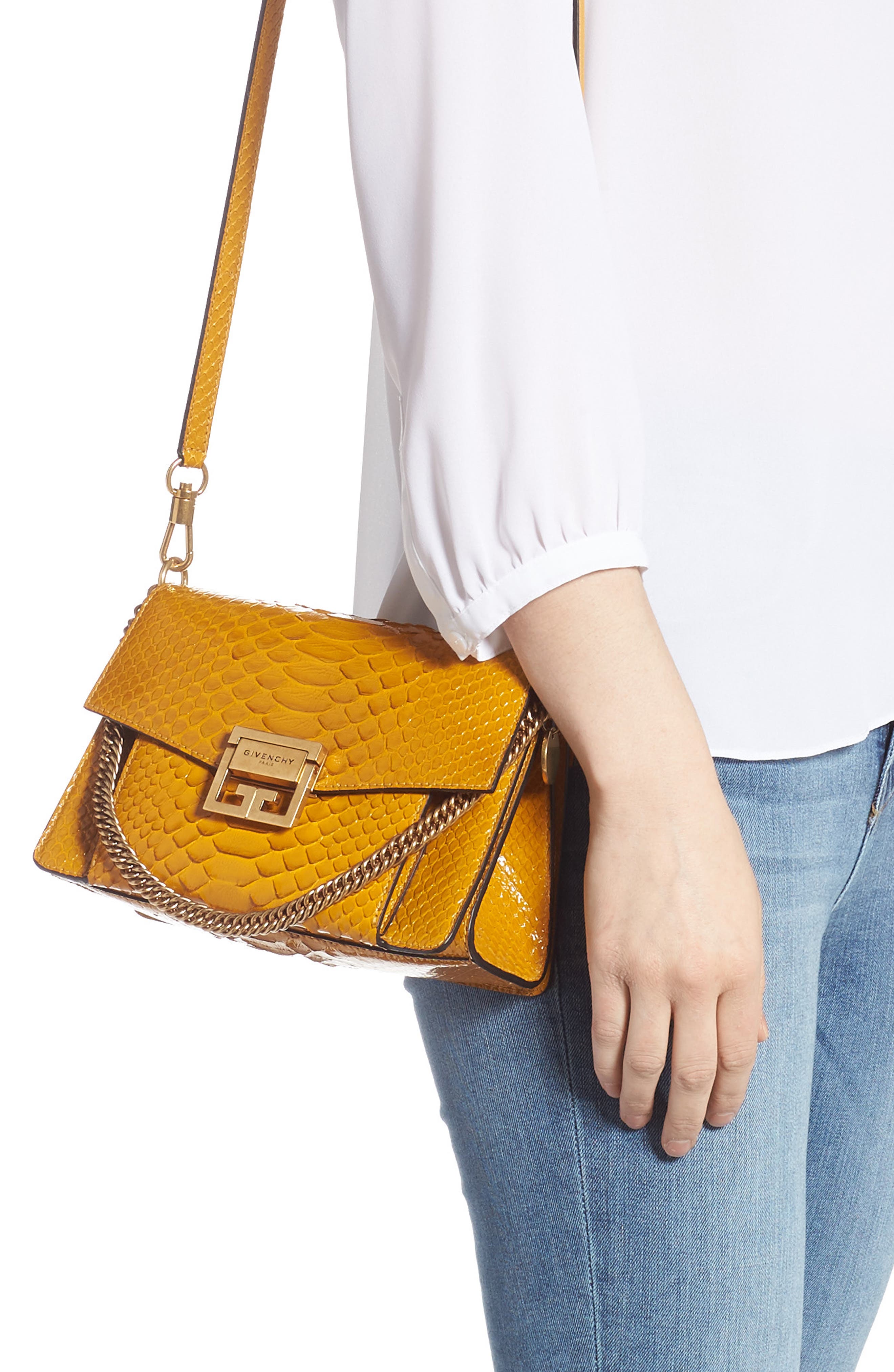 Givenchy Small GV3 Genuine Python Shoulder Bag, Alternate, color, 