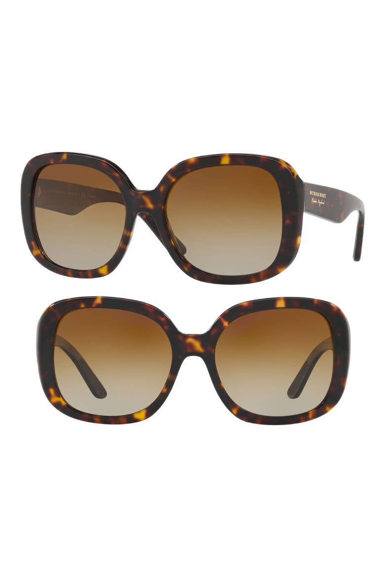 56mm Polarized Sunglasses, Main, color, DARK HAVANA