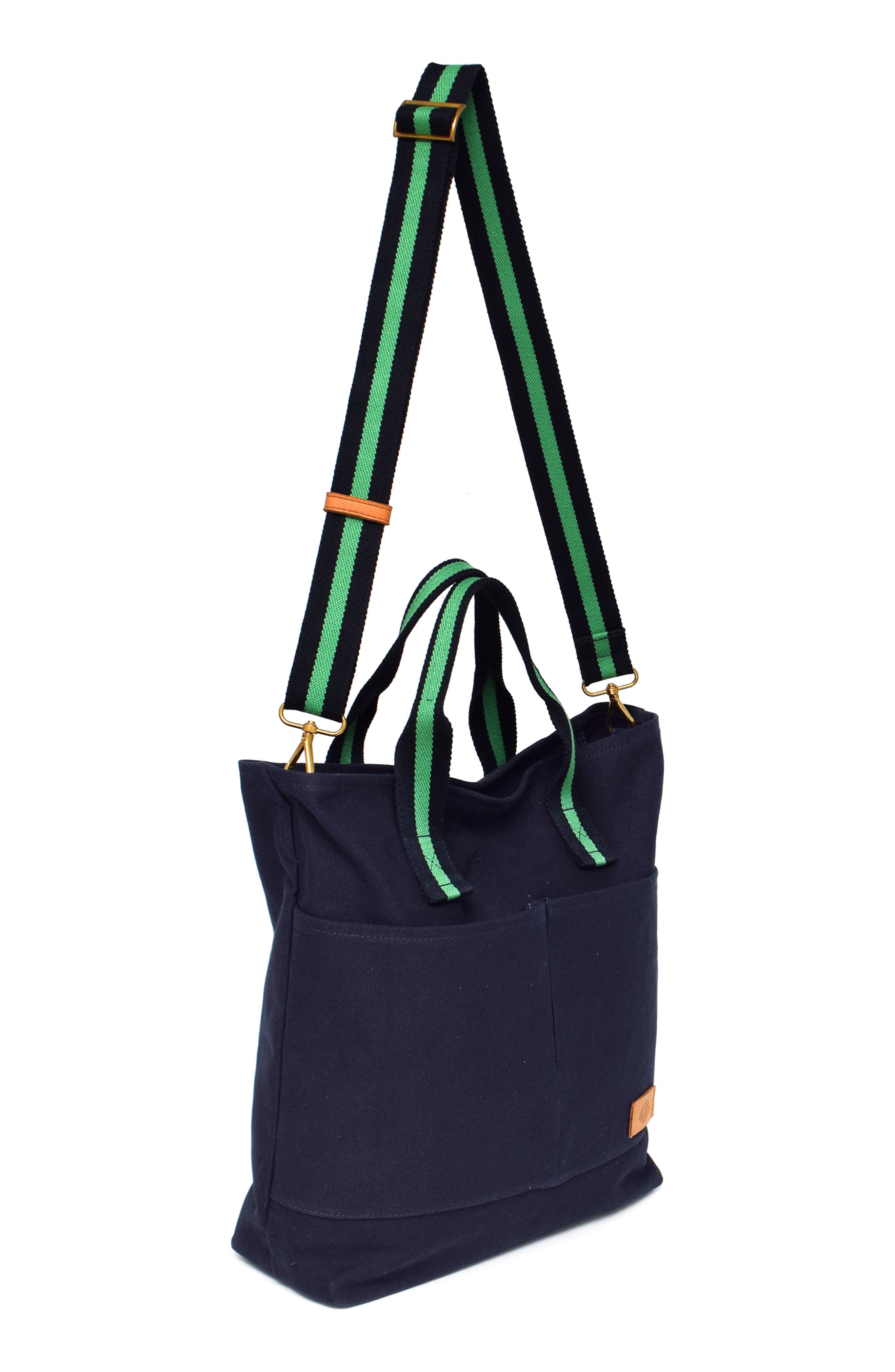 New Amsterdam Leatherworks Ayla Canvas Tote, Alternate, color, Midnight/ Kelly