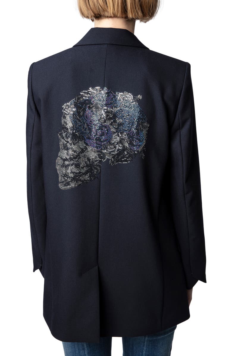 Zadig & Voltaire Viva Beaded Skull Blazer, Alternate, color,