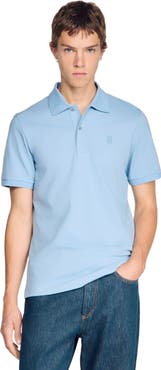 SANDRO Cotton polo shirt with leather logo