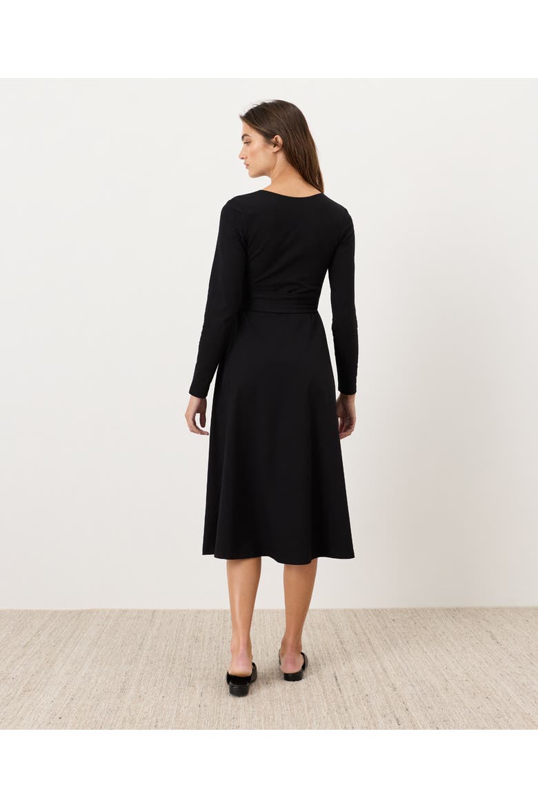 Fit & Flare Wrap Dress Made with Organic Cotton, Alternate, color, Black