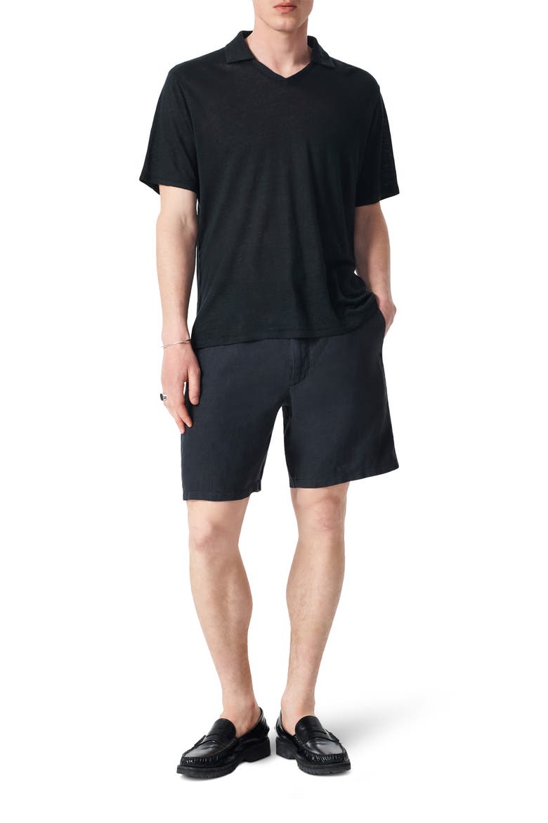 Johnny Collar Linen Polo, Alternate, color, BLACK