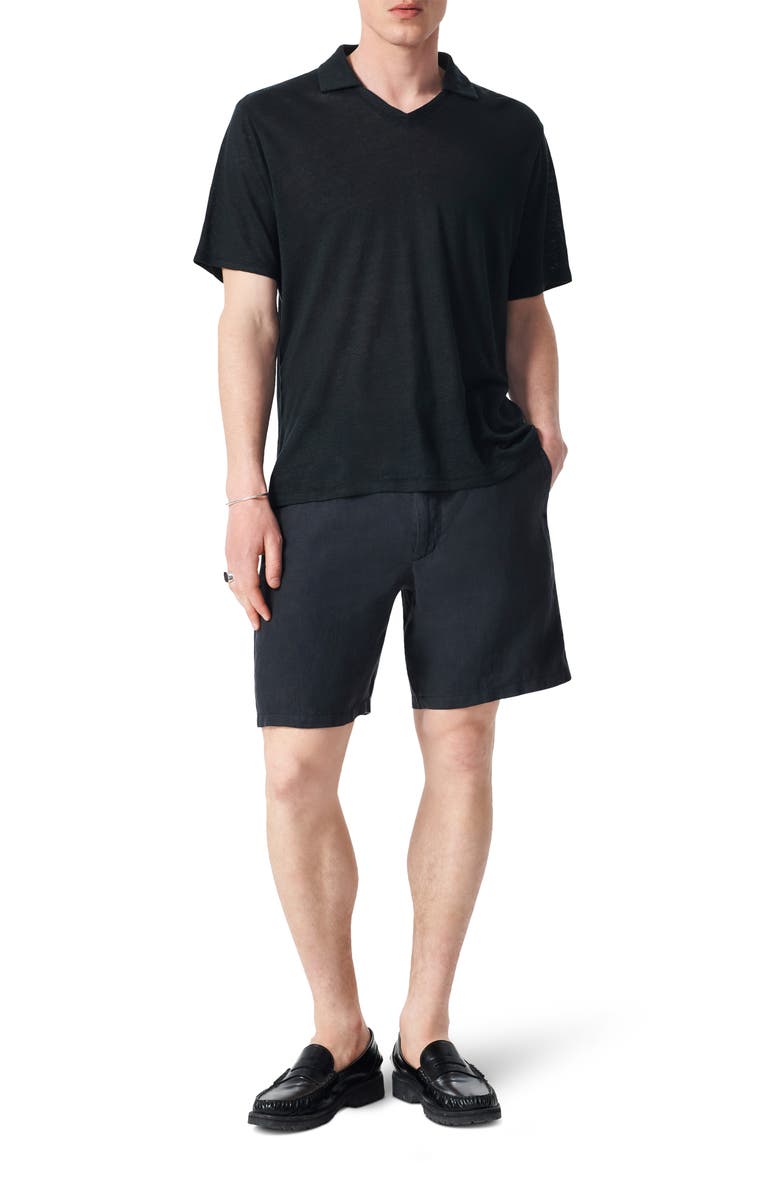 rag & bone Johnny Collar Linen Polo, Alternate, color, Black