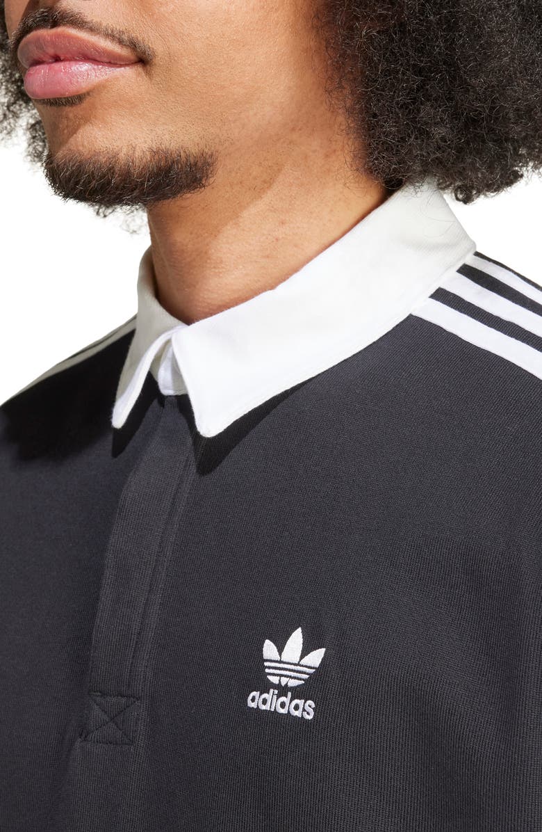 adidas 3-Stripes Long Sleeve Rugby Polo, Alternate, color,