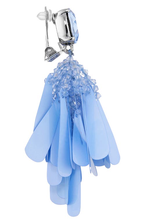 Oscar De La Renta Bead & Sequin Flower Cascade Clip-on Drop Earrings In Aquamarine