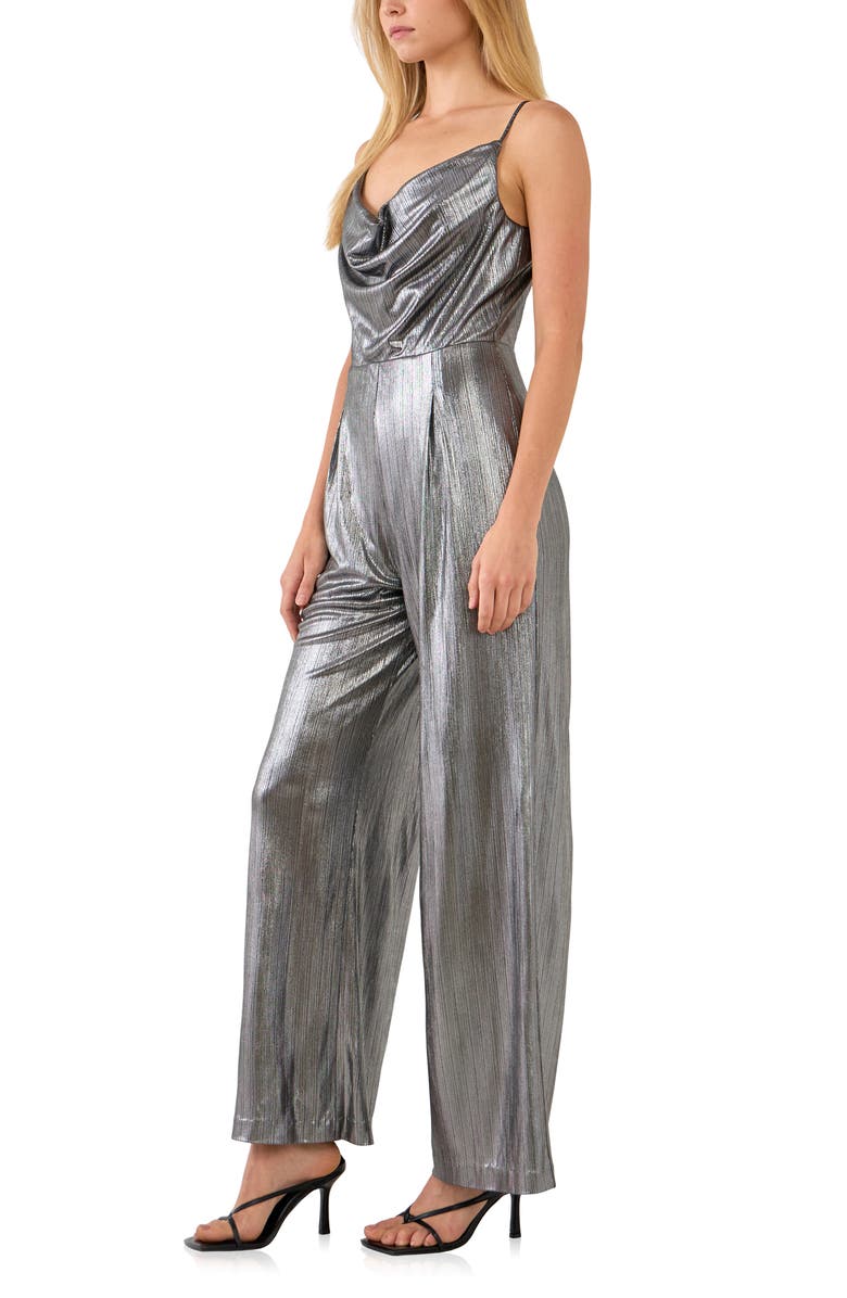 Endless Rose Cowl Neck Metallic Jumpsuit, Alternate, color, 