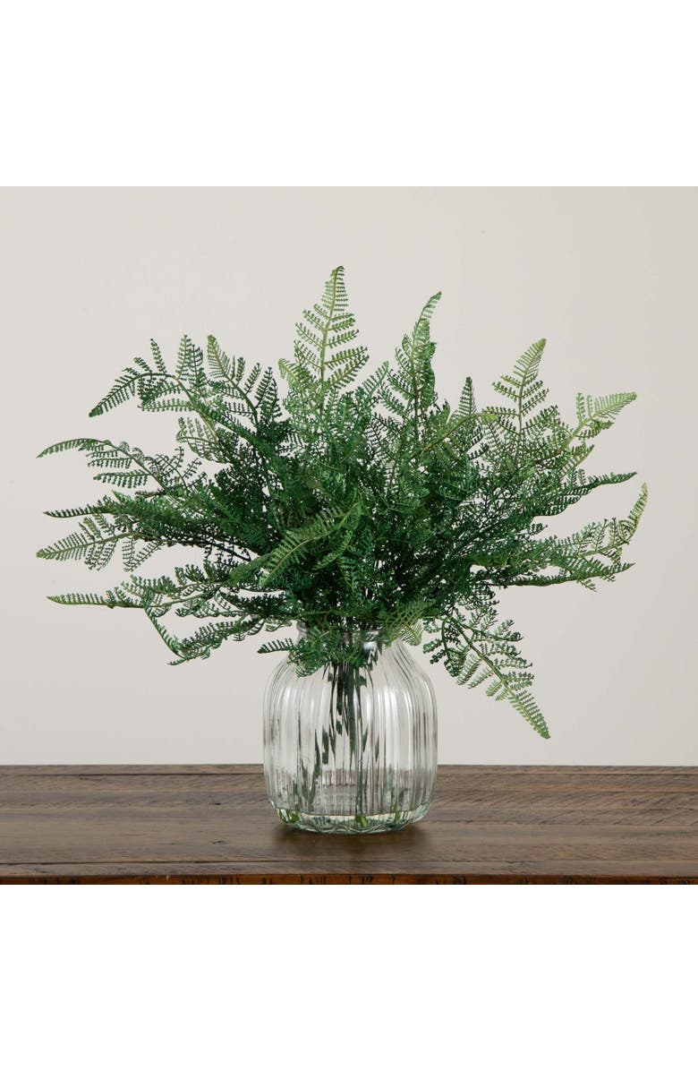 NEARLY NATURAL 17-in Artificial Forest Fern Arrangement in Glass Vase, Alternate, color, Green