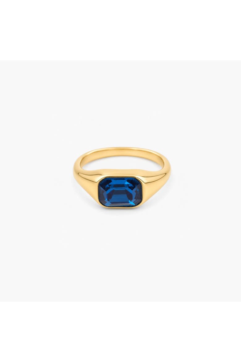 Blue Emerald Cut Ring, Alternate, color, Gold With Blue Stone