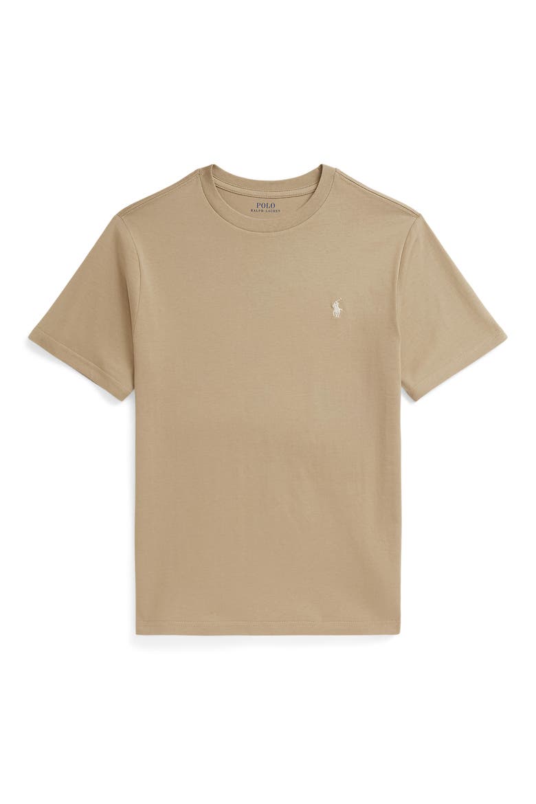 Kids' Cotton Crewneck T-Shirt, Main, color, CLASSIC KHAKI