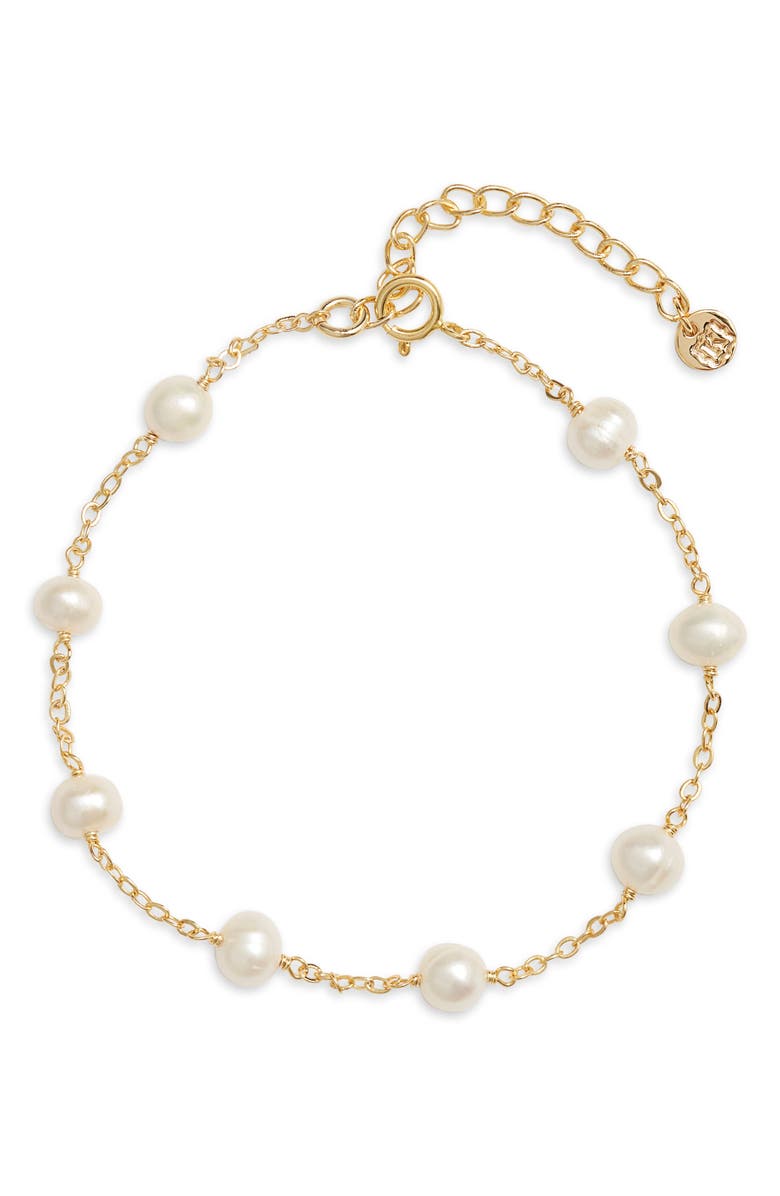 Kiara by Ki-ele Kelsey Pearl Bracelet, Main, color, Gold
