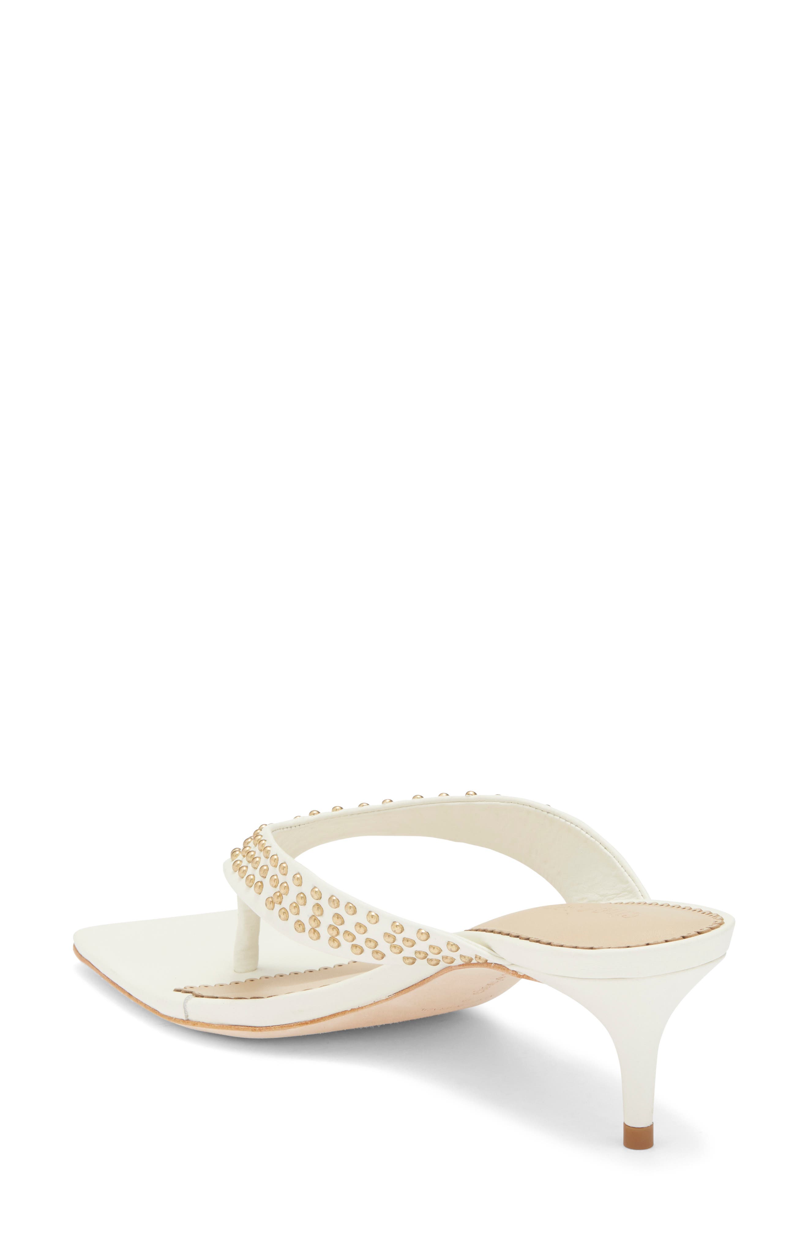 Frankie Studded Leather Thong Sandal, Alternate, color, IVORY/GOLD