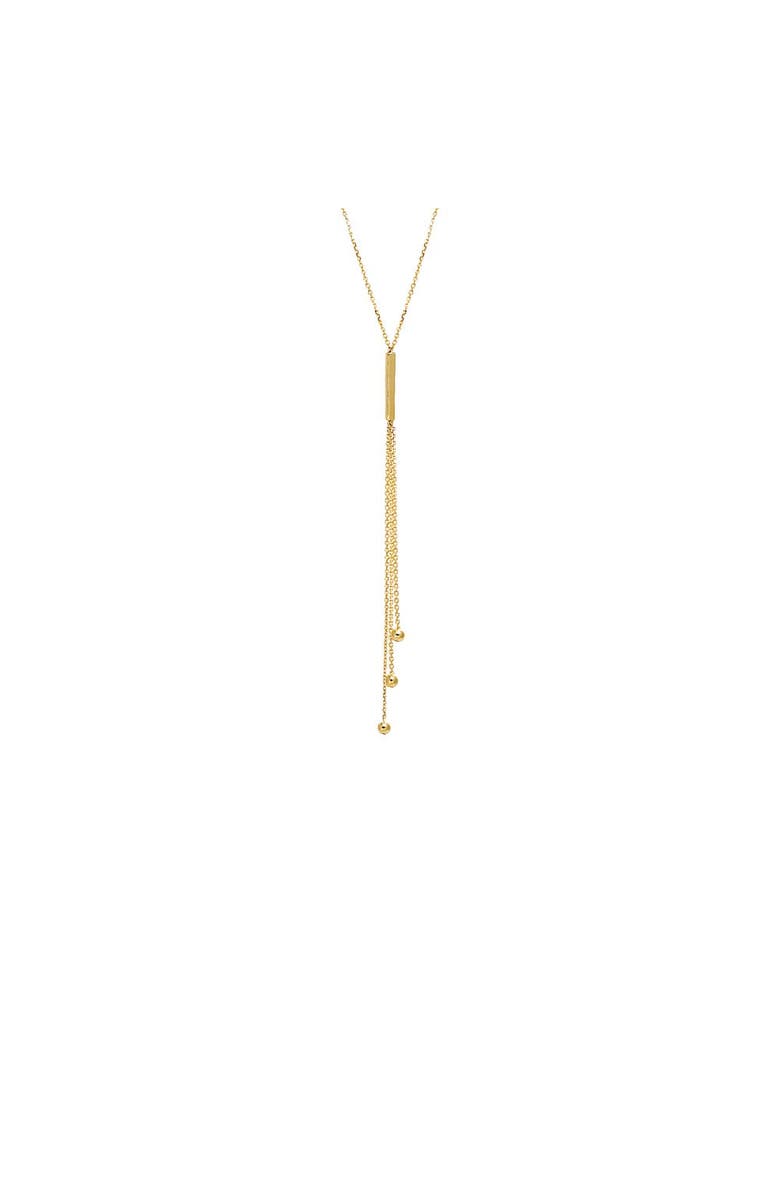 BY ADINA EDEN Bar & Ball Drop Lariat Necklace 14K, Main, color, 14K Gold