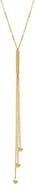BY ADINA EDEN Bar & Ball Drop Lariat Necklace 14K